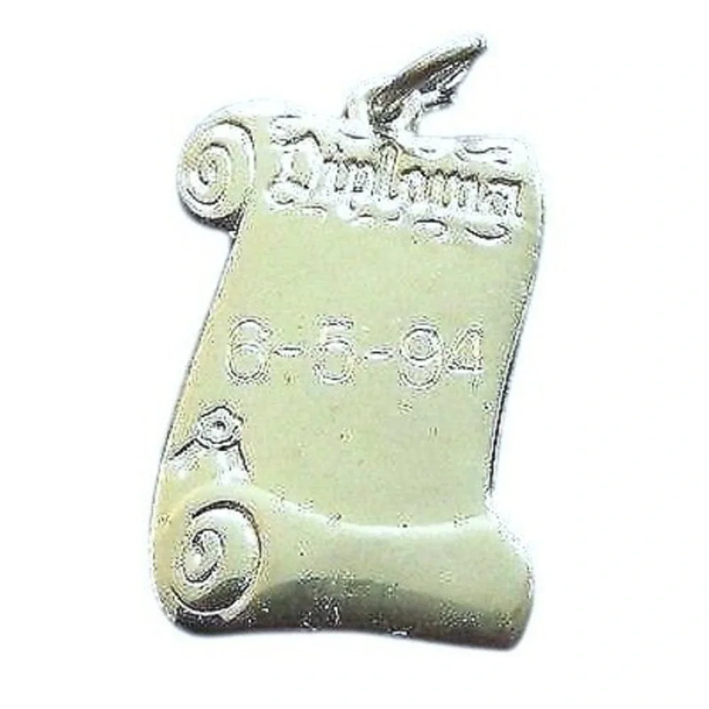Sterling Silver Diploma Charm 6-5-94 Pendant*1994 Graduation Signed‎ RQC Ster